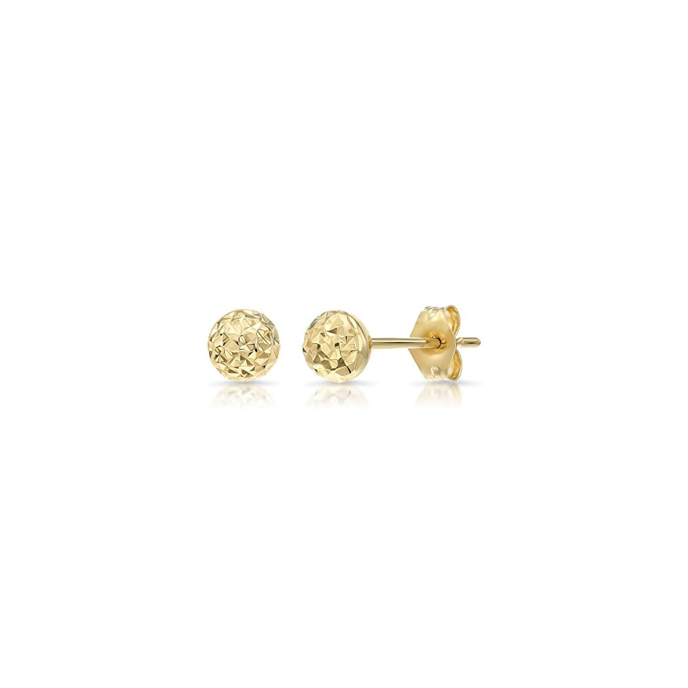 Aretes de tuerca de oro amarillo con corte de diamante