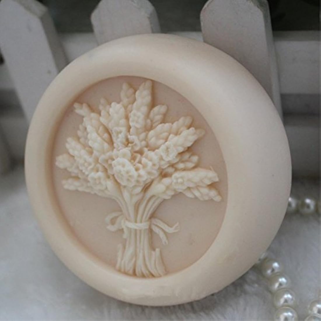 Grainrain - Moldes de jabón de silicona para hacer jabón, diseño de flores de lavanda
