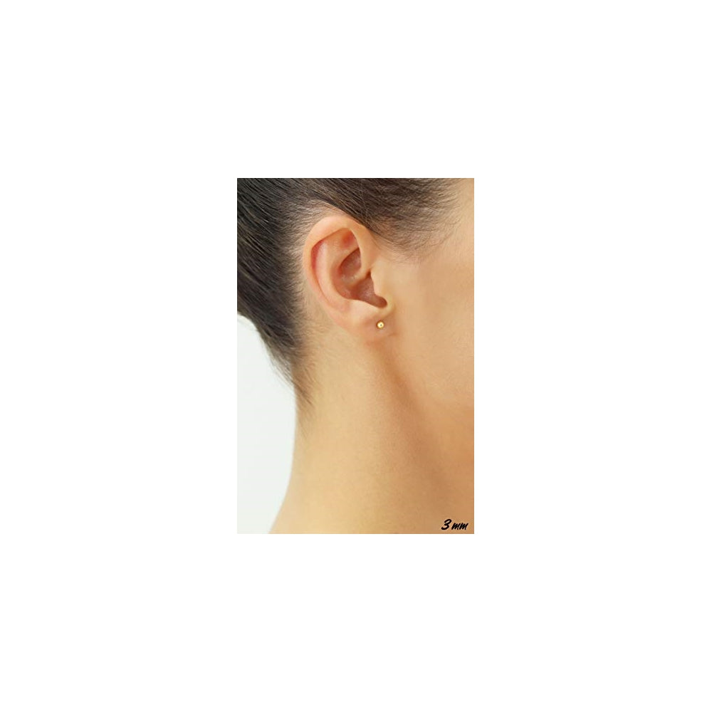 Aretes de bola pulidos de oro amarillo de 14 quilates