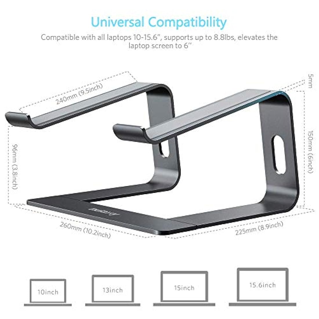 Soporte ergonómico de aluminio para ordenador portátil Nulax