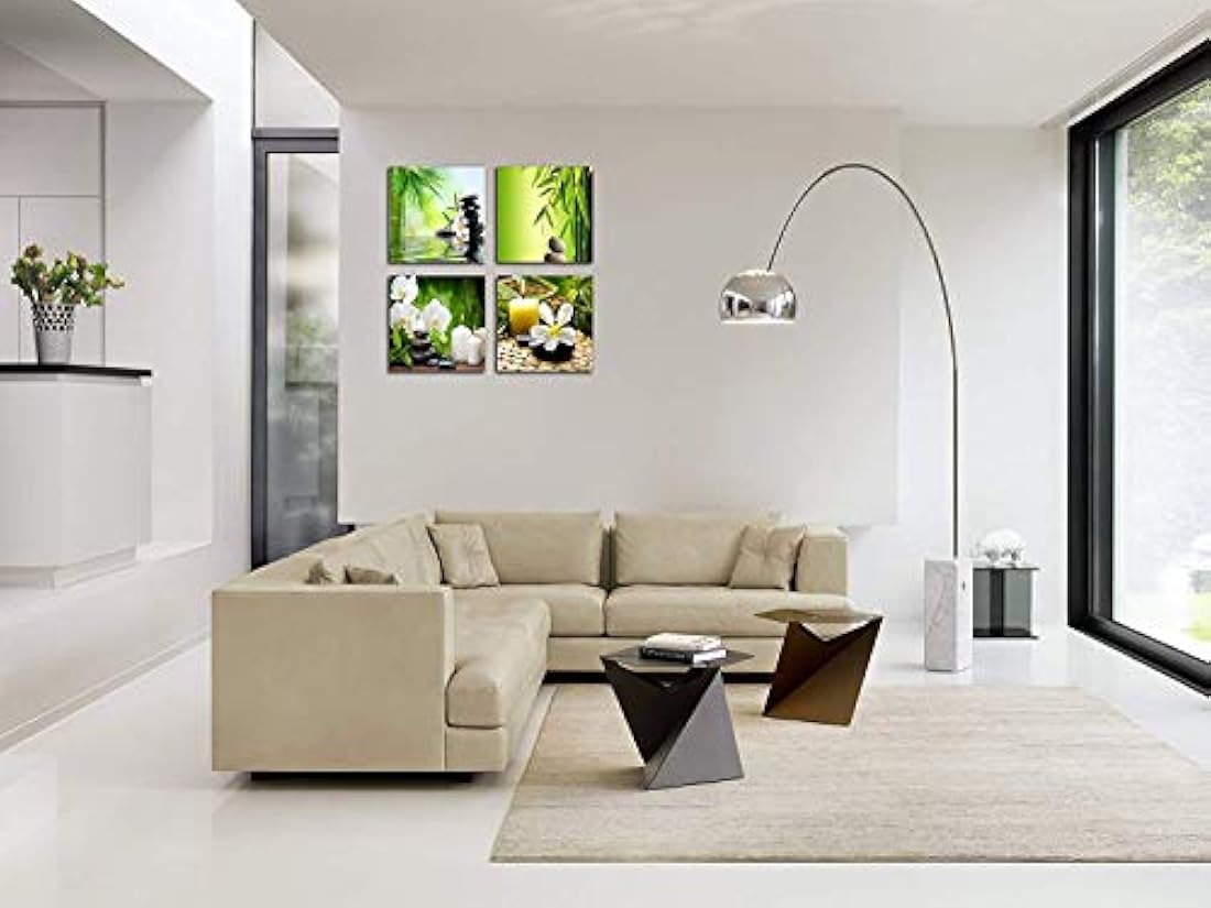 Cuadro moderno de 4 paneles con diseño de giclée zen