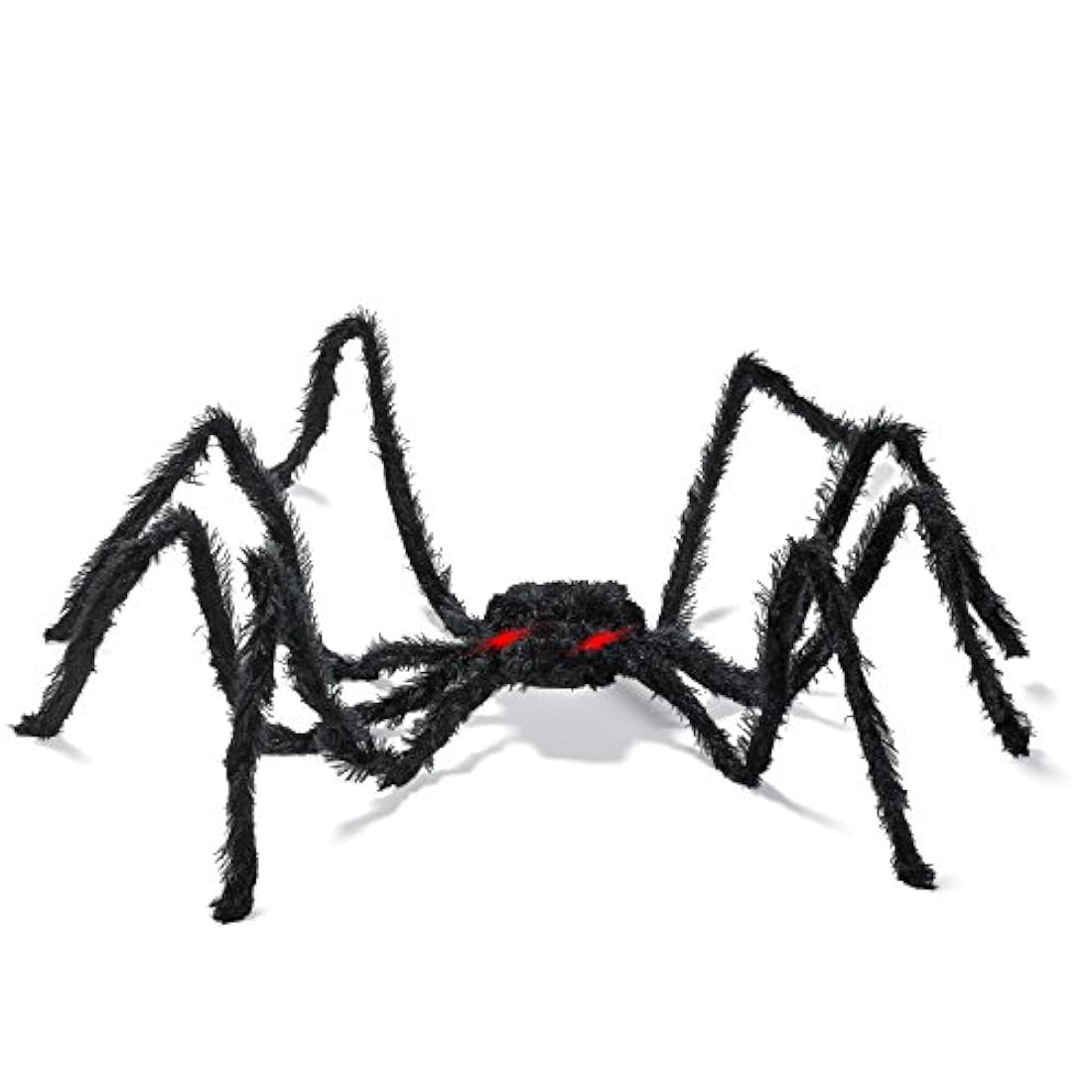 Prextex, grande, de 4 pies. Araña peluda y negra/tarántula con ojos led para Halloween, decoración para lugar embrujado, la mejor decoración para Halloween
