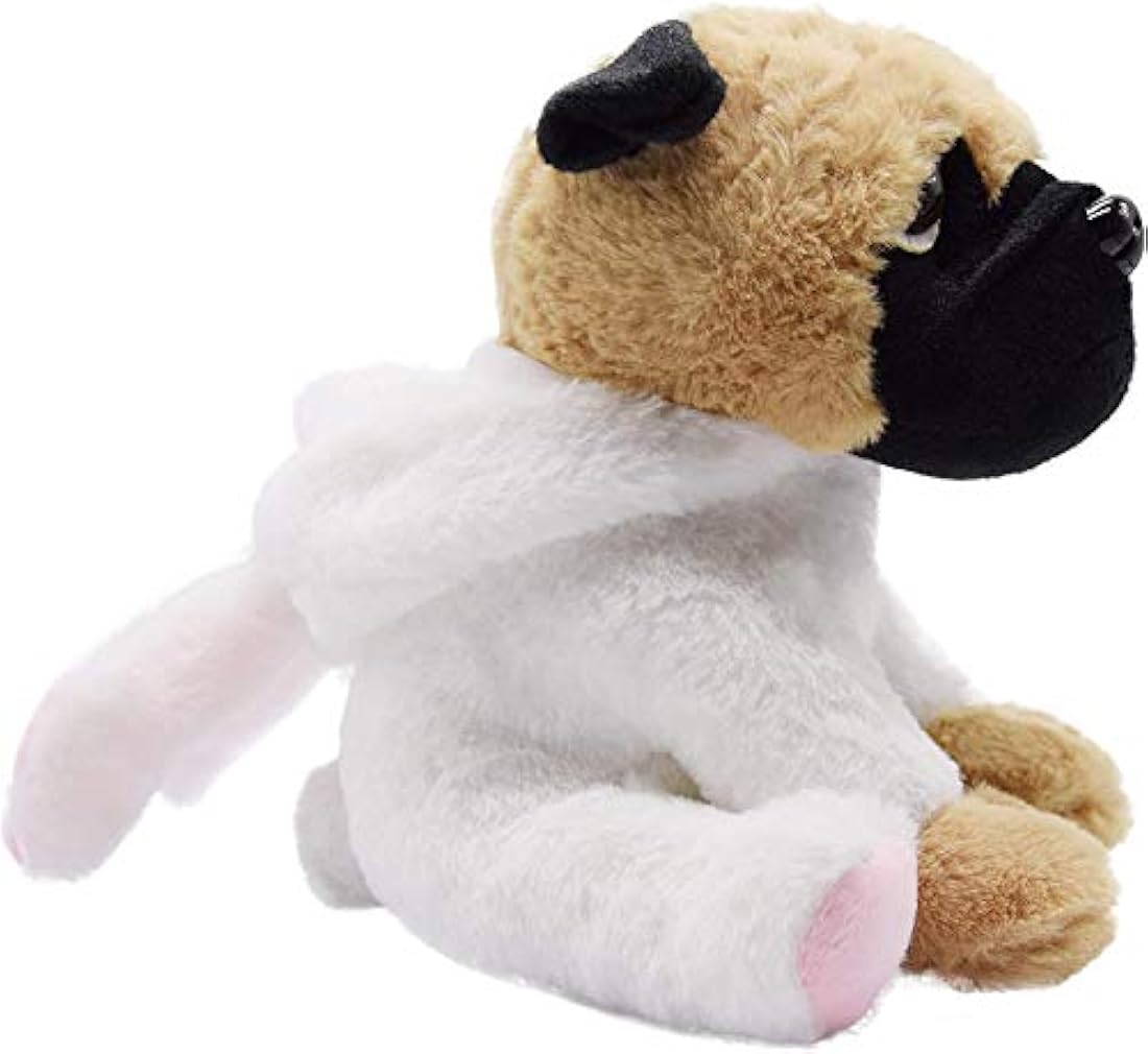 peluche, perro pug con lindo disfraz de conejo 10 pulgadas