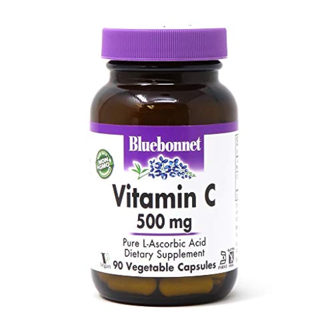 Bluebonnet Nutrition Vitamina C 500 mg Cápsulas vegetales, ácido ascórbico, para la salud inmune y la salud de la piel, vegano, vegetariano, sin OMG, sin gluten, sin soja, sin leche, Kosher, 90 cápsulas vegetales