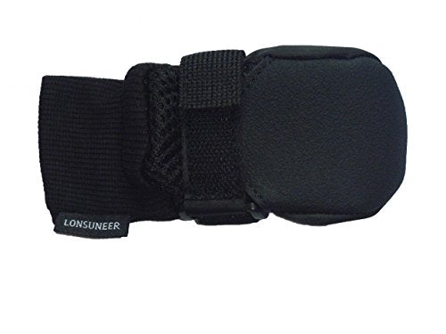LONSUNEER Juego de 4 botas protectoras para perro, suela suave transpirable y antideslizante, color negro en 5 tamaños