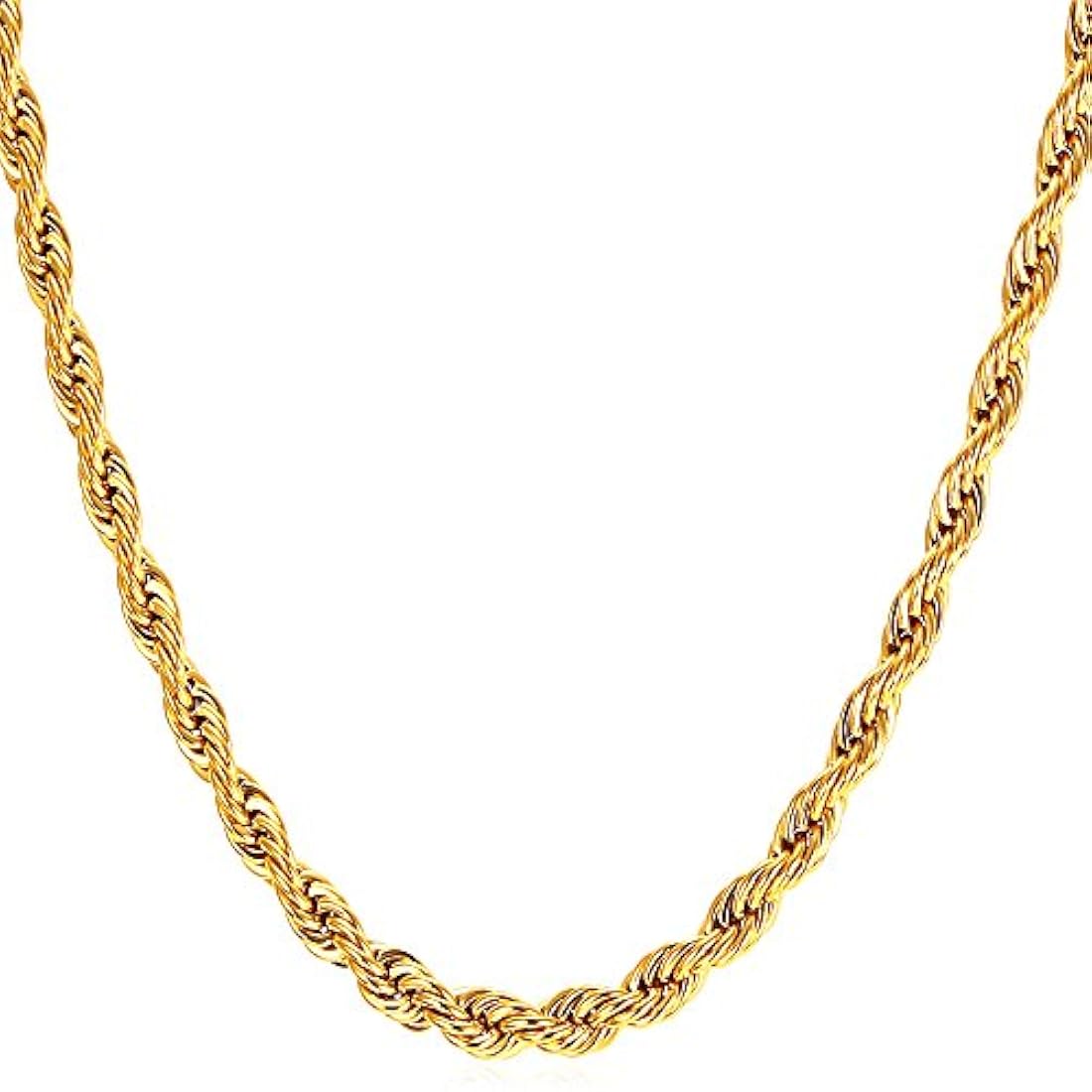 Cadena trenzada de acero inoxidable con bañado en oro 18 K