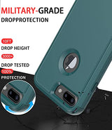 Diverbox Funda para iPhone 8 Plus, iPhone 7 Plus [a prueba de golpes] [a prueba de gotas] [a prueba de polvo], funda de protección resistente para Apple iPhone 8 Plus y 7 Plus (verde oscuro)