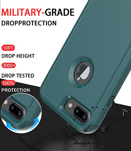 Diverbox Funda para iPhone 8 Plus, iPhone 7 Plus [a prueba de golpes] [a prueba de gotas] [a prueba de polvo], funda de protección resistente para Apple iPhone 8 Plus y 7 Plus (verde oscuro)