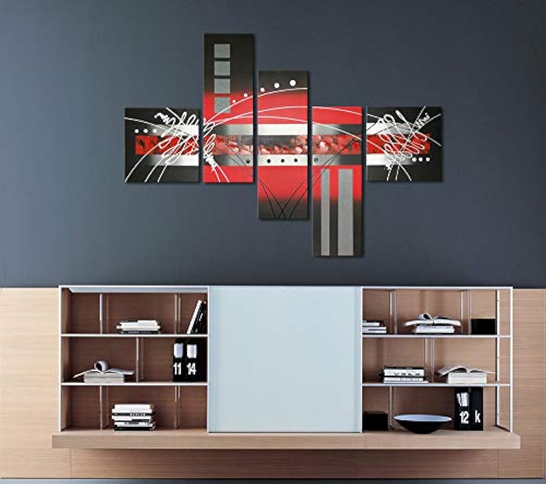 Wieco Art - Lienzo decorativo pintado a mano, 5 unidades