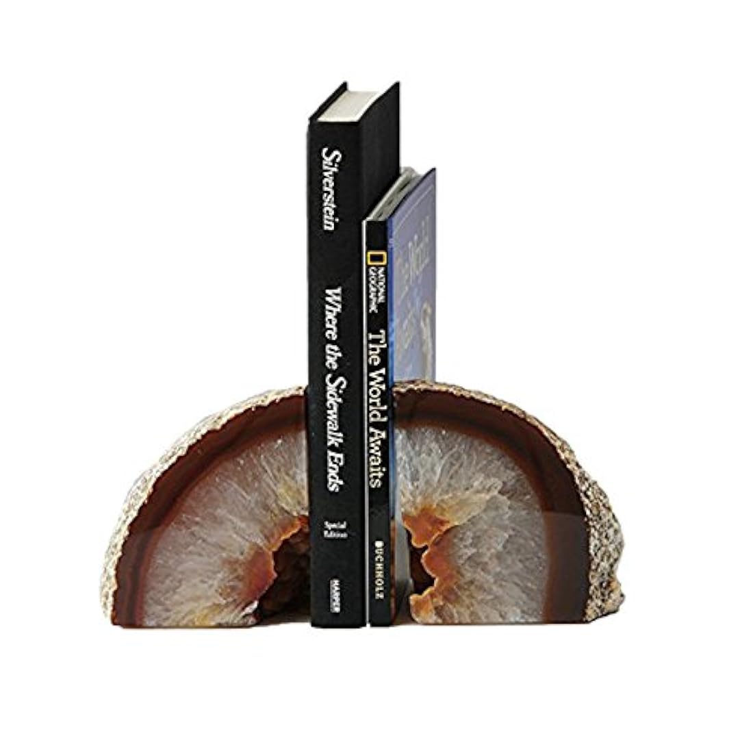 Par de sujetalibros de ágata natural  2-3 lbs (pequeño)