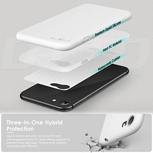 DTTOCASE - Funda para iPhone SE 2022/2020, iPhone 8, iPhone 7, funda de silicona líquida para iPhone SE 8 7 de 4.7 pulgadas, funda protectora colorida suave y sedosa para niñas y mujeres, color blanco