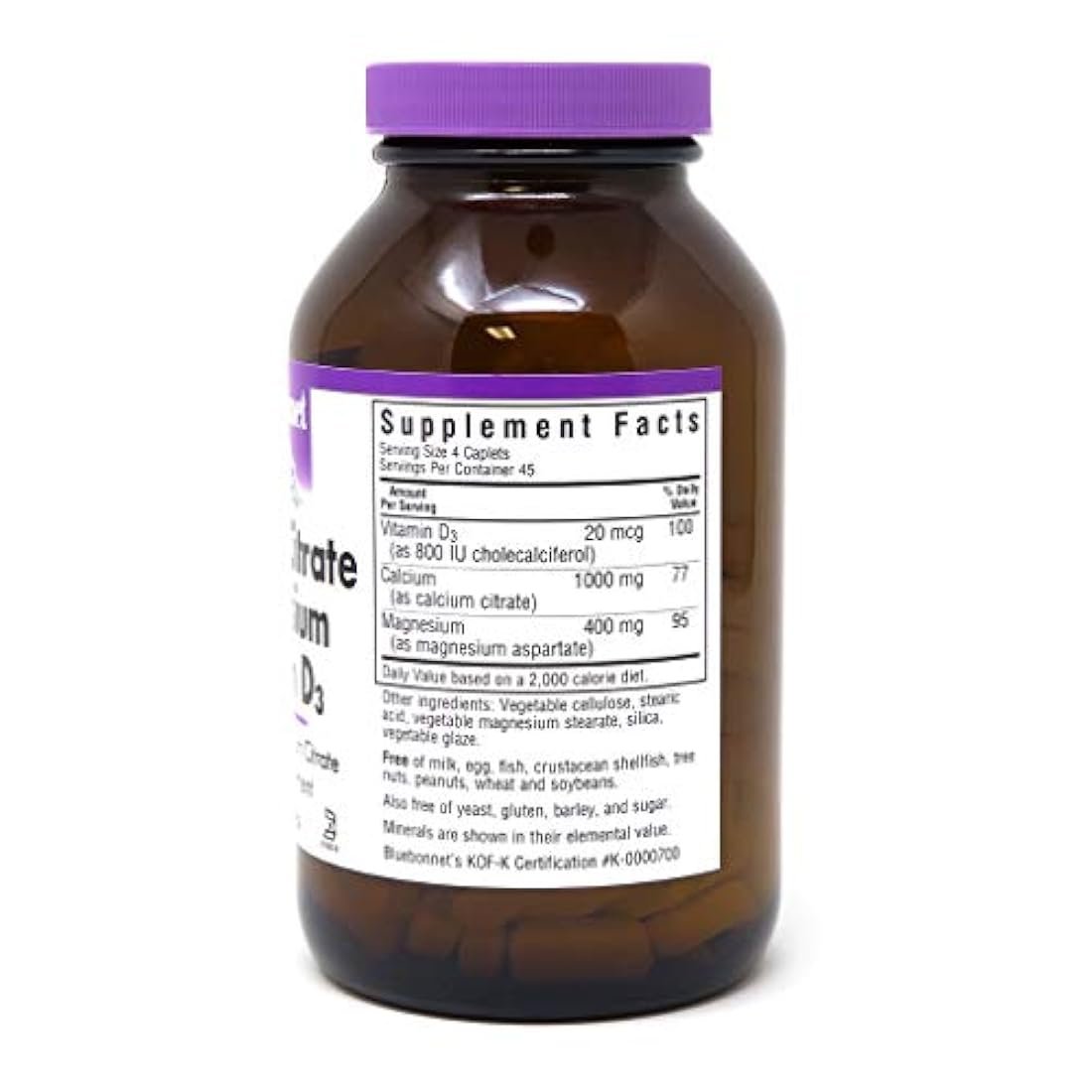 Citrato de calcio magnesio plus vitamina D de Bluebonnet