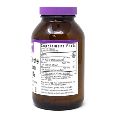 Citrato de calcio magnesio plus vitamina D de Bluebonnet