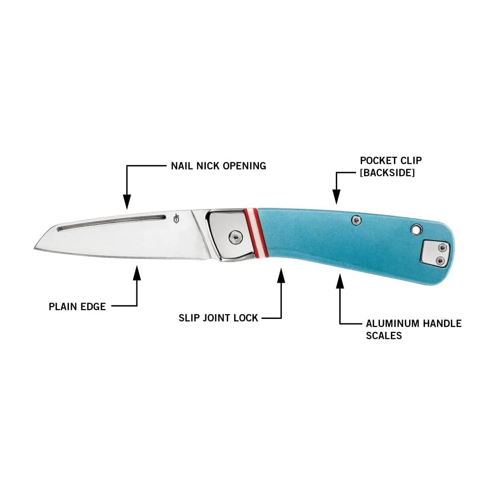 Cuchillo de bolsillo plegable de encaje recto color azul