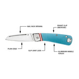 Cuchillo de bolsillo plegable de encaje recto color azul