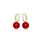 Aretes de perlas de imitación color rojo para mujeres