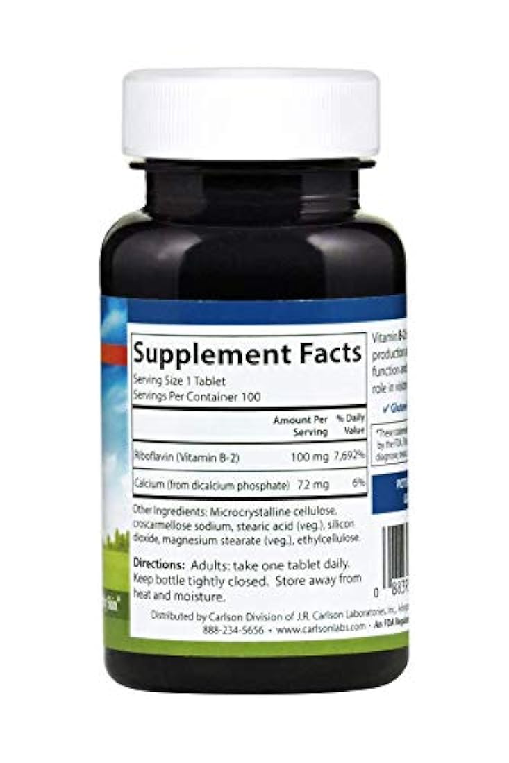 Carlson Labs Vitamina B-2, 100 mg, 2211, 100, 1, 1