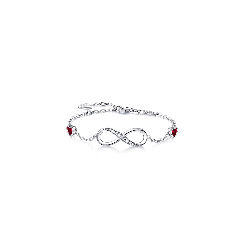 Pulseras de plata de ley 925 para mujer con símbolo de amor