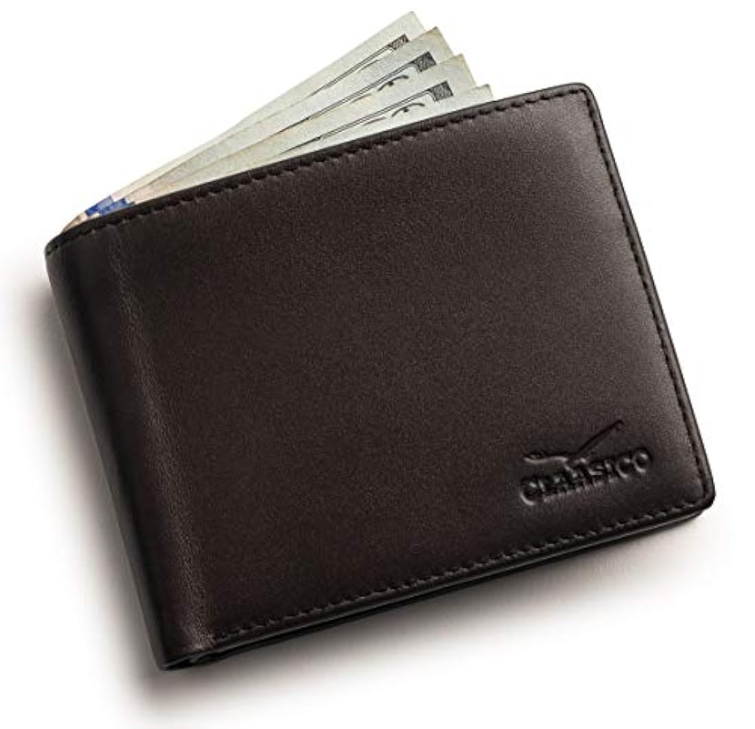 Cartera delgada Bifold para hombres de cuero genuino