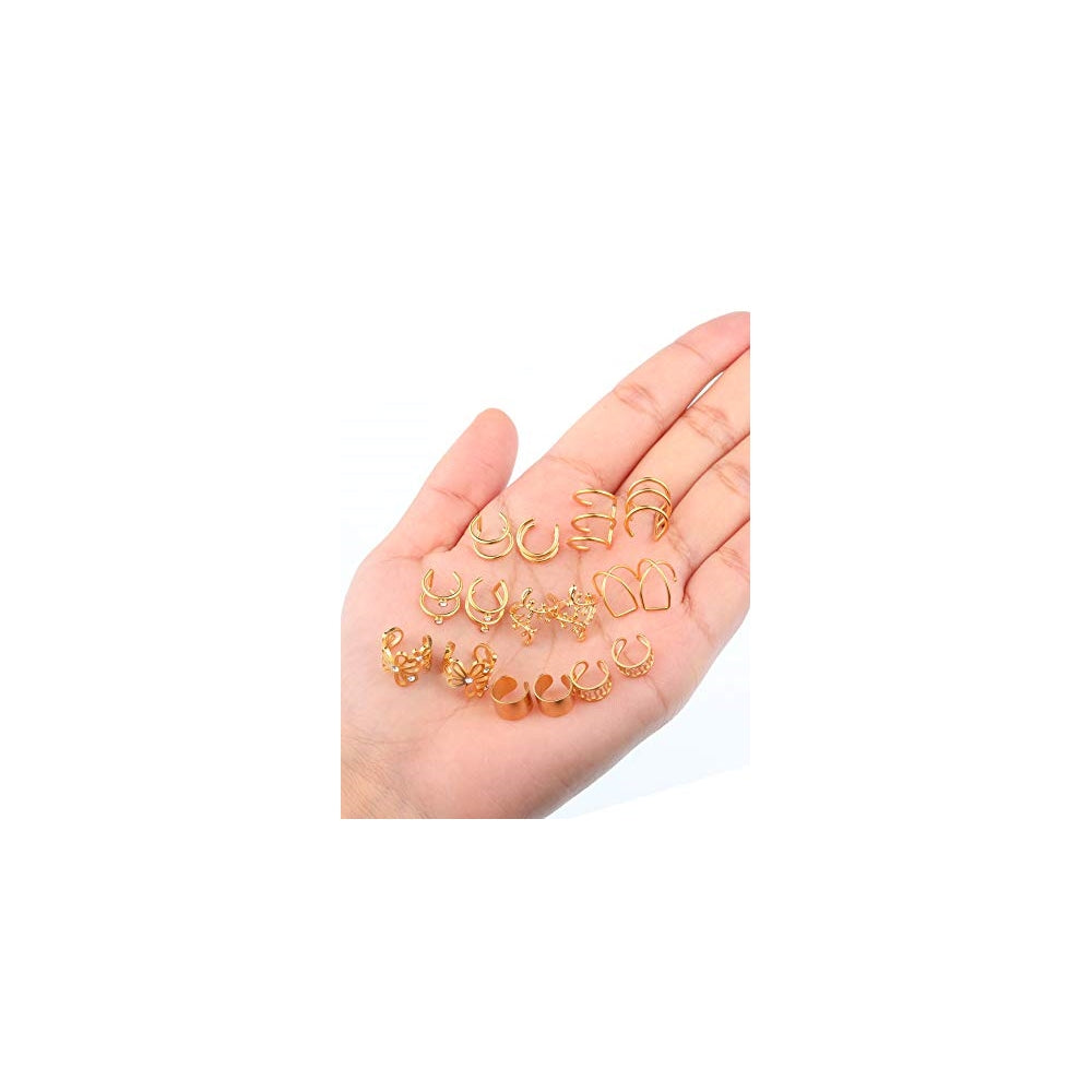 Aretes de acero inoxidablesin perforación para mujer 8 pares