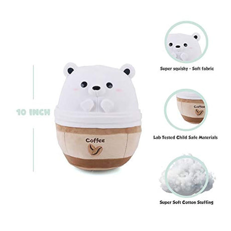 Peluche de Oso Polar, Blanco-Marrón, 10.0 in, Avocatt