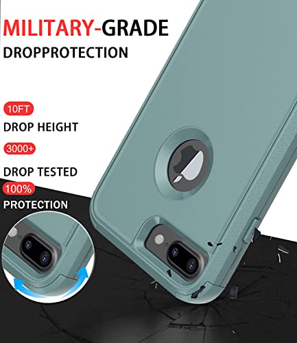 Diverbox Funda para iPhone 8 Plus, iPhone 7 Plus [a prueba de golpes] [a prueba de gotas] [a prueba de polvo], funda de protección resistente para Apple iPhone 8 Plus y 7 Plus (verde pino)