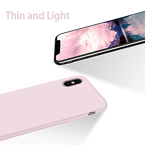 OTOFLY - Carcasa de silicona líquida a prueba de golpes, anti rayaduras y huellas dactilares, para iPhone Xs/ iPhone X, de 5.8 pulgadas (color rosa hielo)