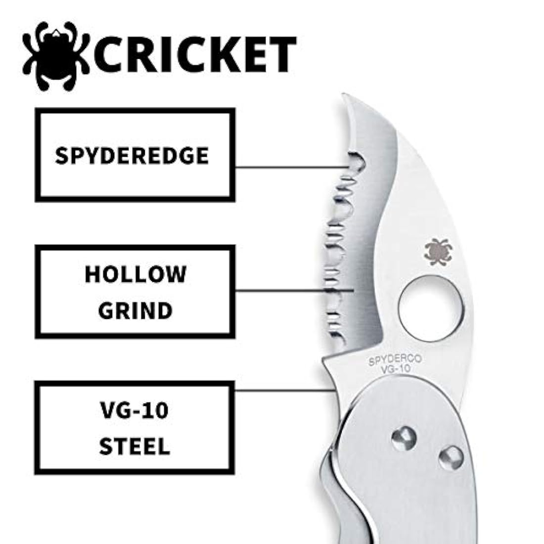 Cuchillo plegable para grillo (mango de acero inoxidable