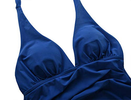 Parte superior de tankini para natación, con cuello profundo