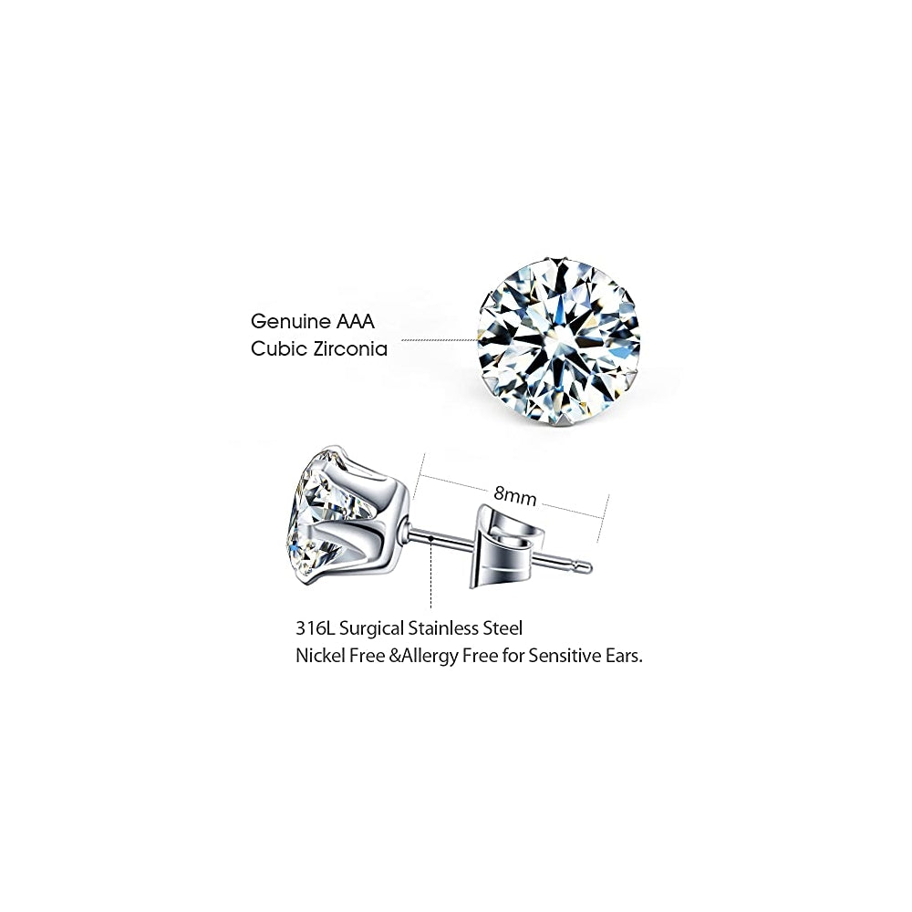 Aretes de acero inoxidable Juego de 6 pares
