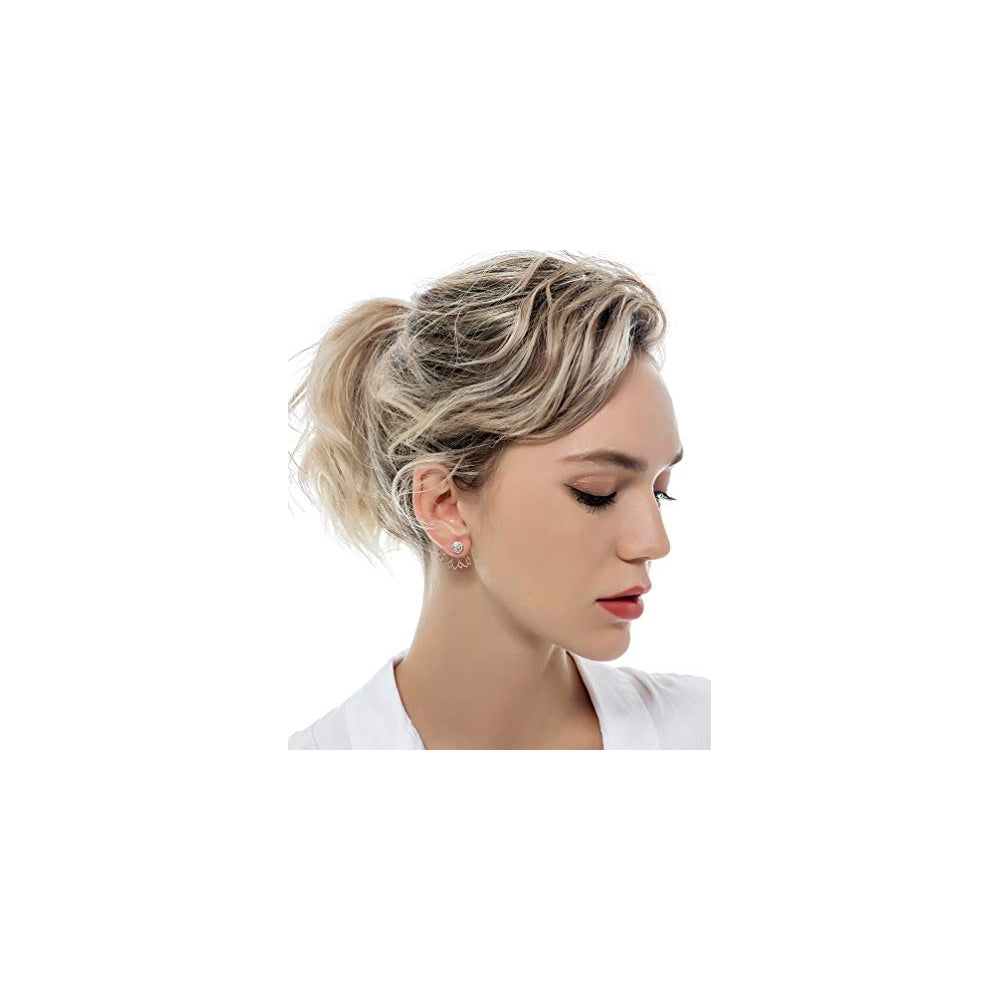 Aretes de flor de loto aretes de circonita cúbica 6 pares