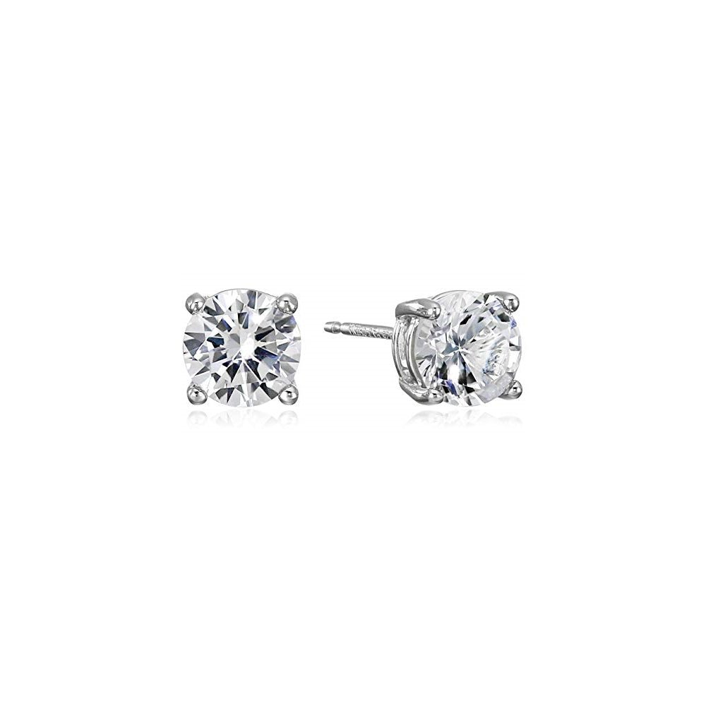 Aretes de plata  con piedra natal de corte redondo