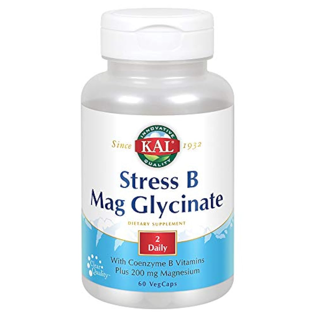 kal estrés B Mag glicinato, color blanco, 60 Count