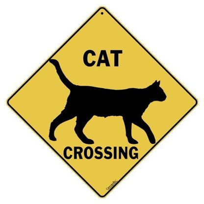 Gato Silueta Crossing aluminio Sign