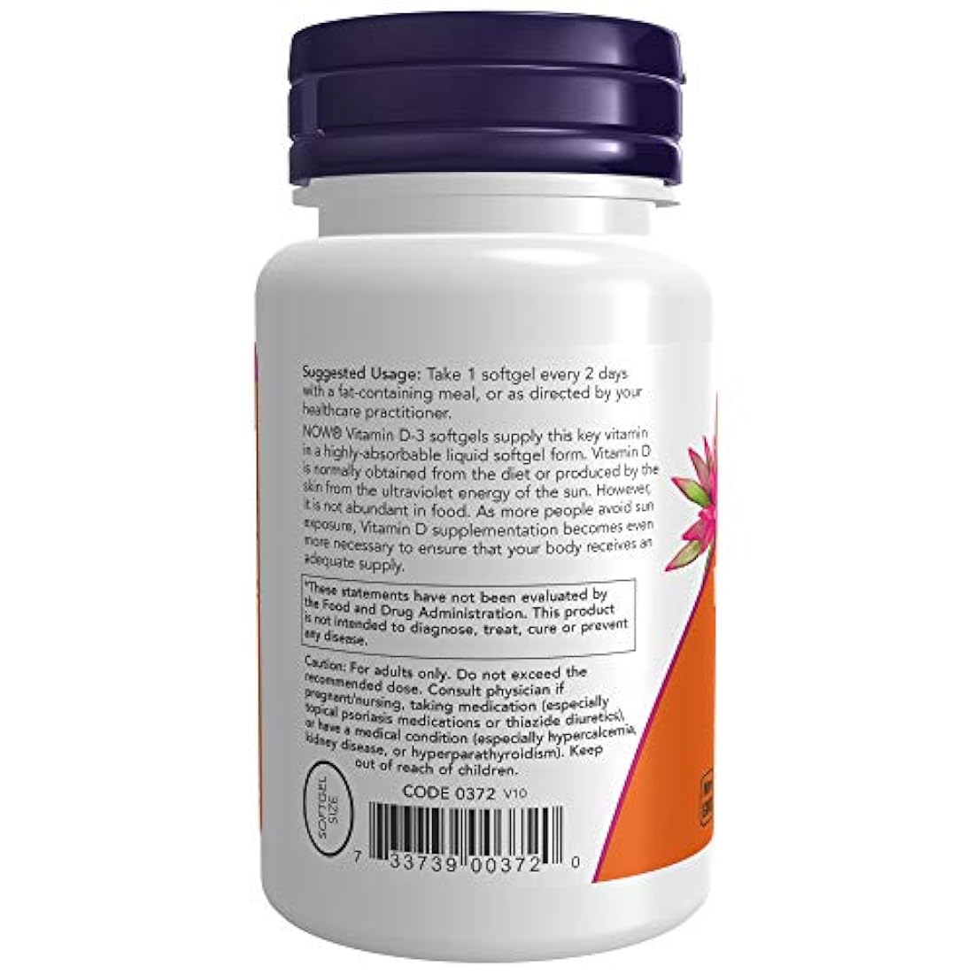 Complejo vitamínico Now Foods, Vitamina D3 5000 UI, 120