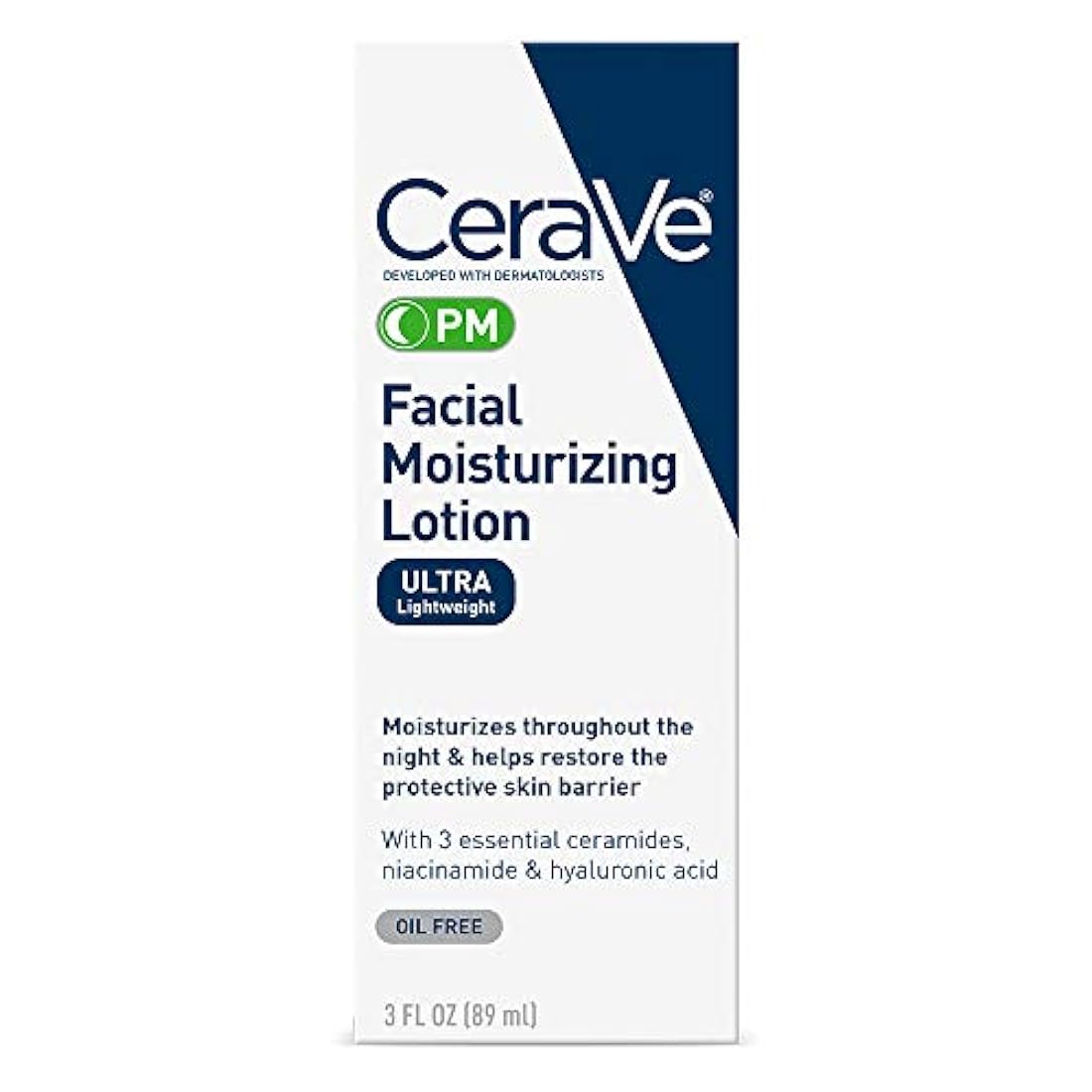 CeraVe Loción hidratante facial PM Ultra ligero, PM