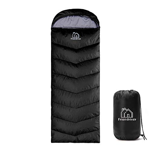 Friendriver Tamaño XL versión mejorada del saco de dormir de camping 4 estaciones cálido y fresco, peso más ligero, adultos y niños pueden utilizar bolsa de camping impermeable, viajes y actividades al aire libre
