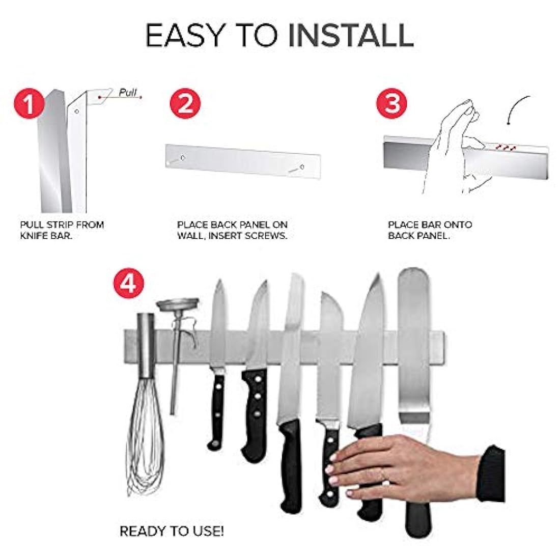 Barra magnética de acero inoxidable para cuchillos de 16.0