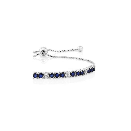 Pulseras y tobilleras de plata de ley con zafiro azul
