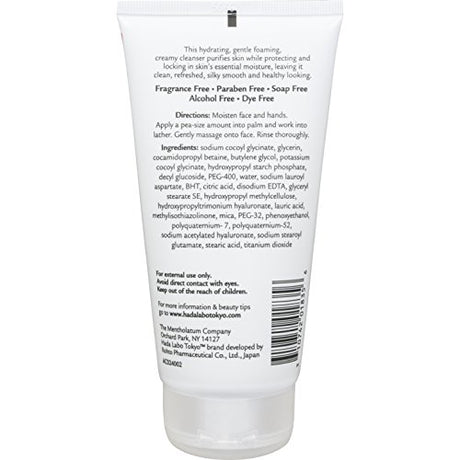 Limpiador Hidratante crema de lavado facial, sin secado