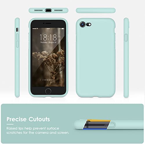 DTTOCASE - Funda para iPhone SE 2022/2020, iPhone 8, iPhone 7, funda de silicona líquida para iPhone SE 8 7 de 4.7 pulgadas, funda protectora suave y sedosa colorida para niñas y mujeres, verde menta