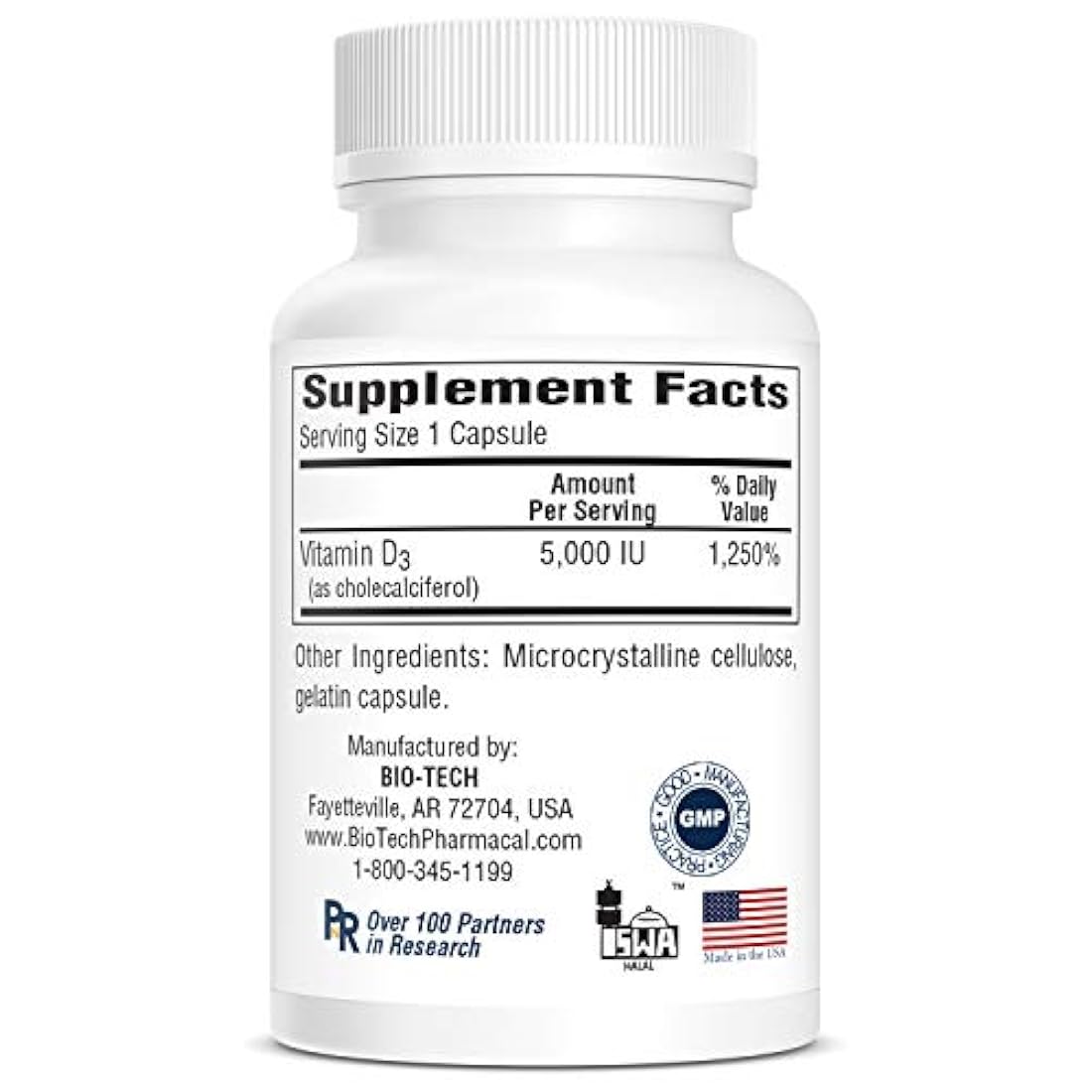 Bio-Tech Vitamina farmacal D3 (D3 5 K UI, 250 unidades)