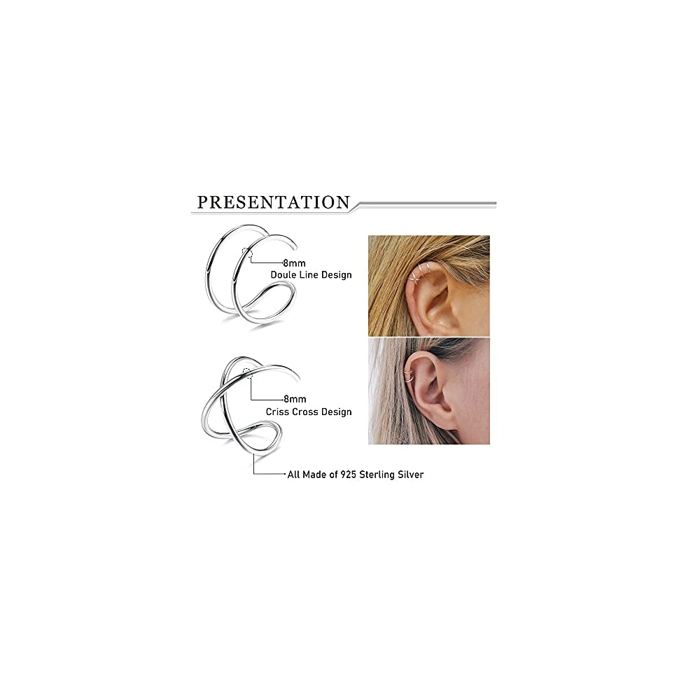 Aretes de plata sin perforación para mujeres