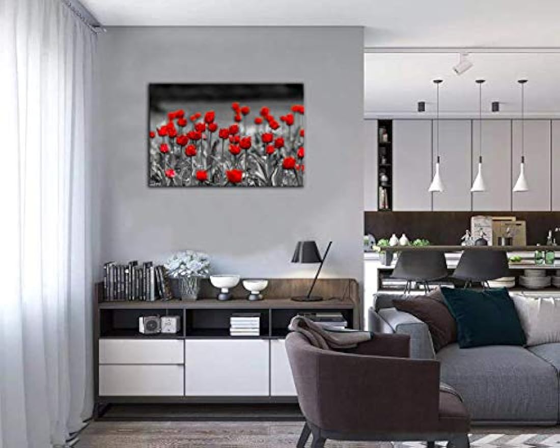 Lienzo decorativo con diseño de flores de amapolas rojas