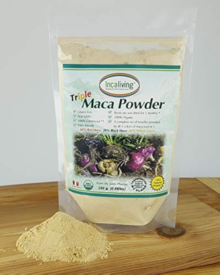 Triple Maca en polvo orgánico 100% por incaliving