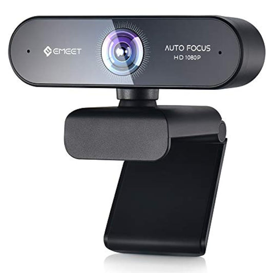 Webcam con micrófono - Autofocus Webcam eMeet Nova 75° Ver Webcam portátil 1080P con 2 micrófonos de desruido, Plug & Play Webcam USB con clip universal para pantallas y trípodes, transmisión Webcam