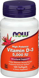 Now Foods Vitamina D3 5000 IU – 120 softgels, 2 Pack