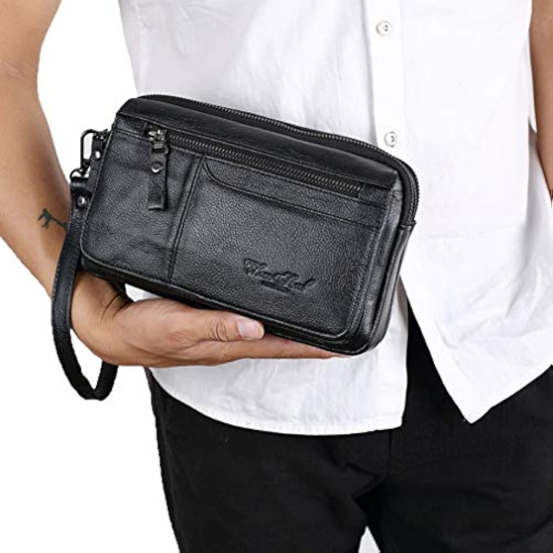 Bolso de piel tipo cartera de embrague para hombre