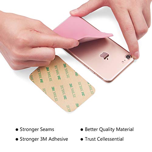 OBVIS Bolsillo para teléfono celular, tarjetero autoadhesivo con adhesivo 3M RFID, tarjetero para tarjeta de crédito ATM, para iPhone Android, 2 unidades, color rosa