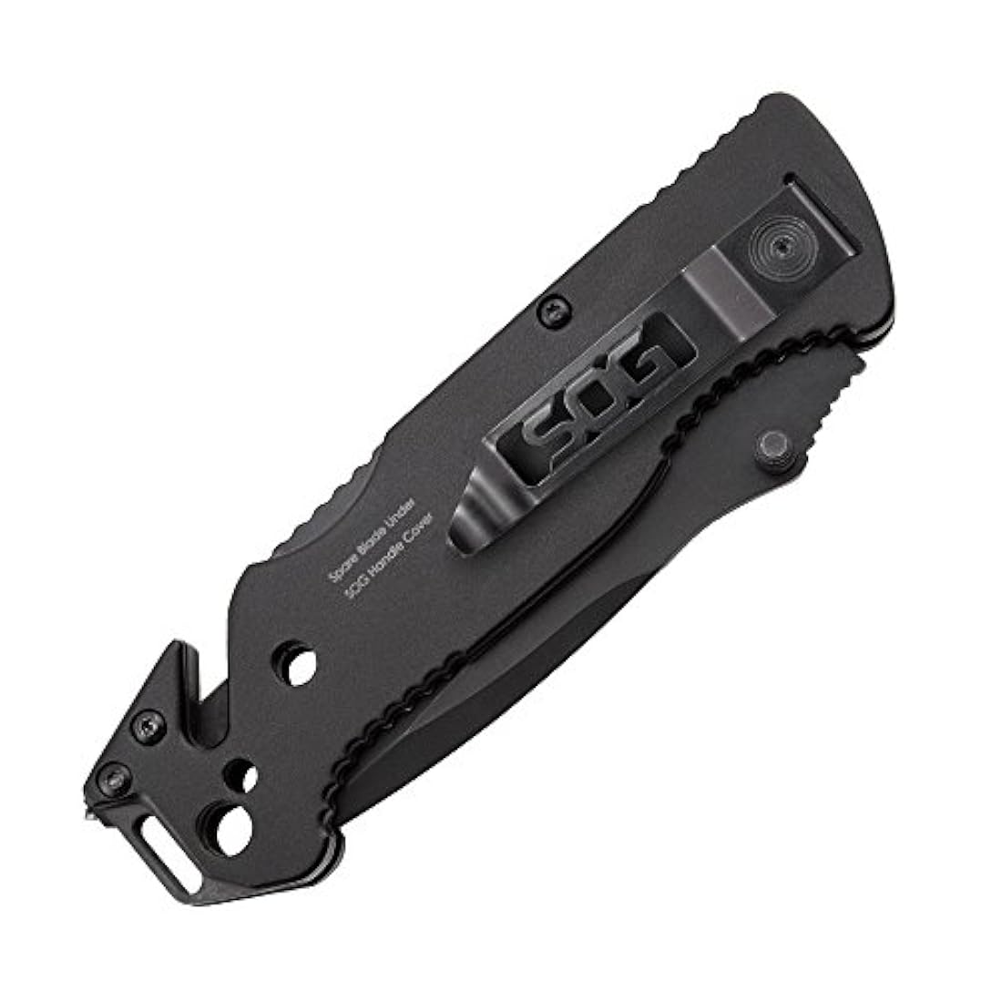 Cuchillo plegable corta correas y rompecristales integrados